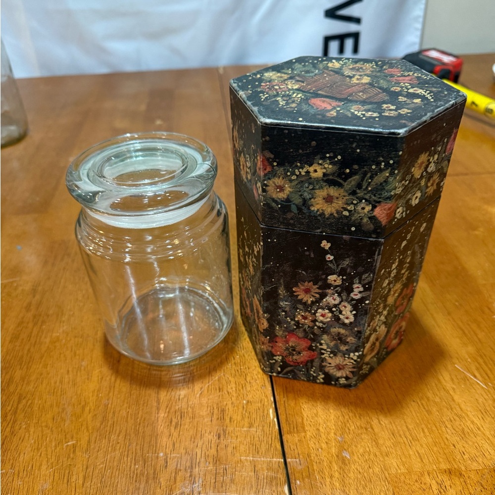 Candle box and glass jar